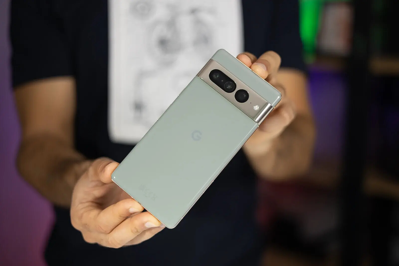 Pixel 7 Pro. This is the Hazel color option, to show the colored camera bar in a golden hue we hope to see on Pixel 8 Pro - Pixel 8 colors: what to expect
