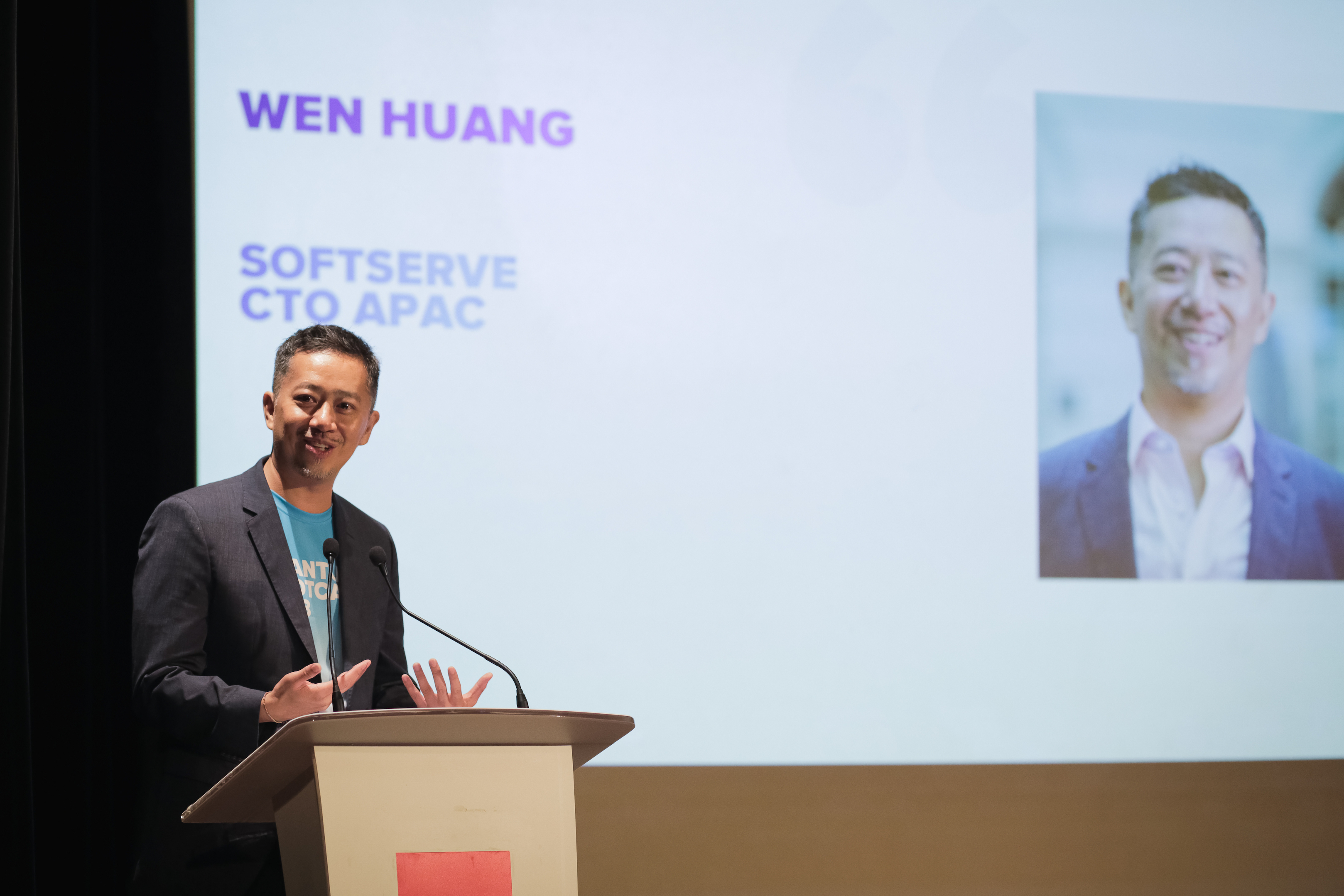 Wen Huang, Chief Technology Officer of SoftServe APAC, speaks at the closing ceremony of the inaugural Quantum Bootcamp in Singapore